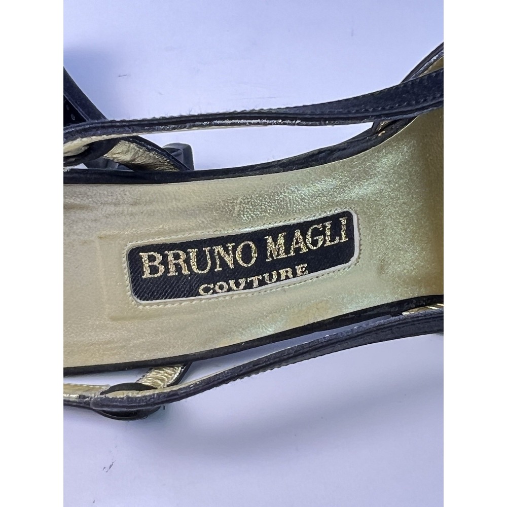 Vintage Bruno Magli Couture Black Satin Peep Toe Slingback Pumps Heels 6 B Italy - Picture 9 of 10